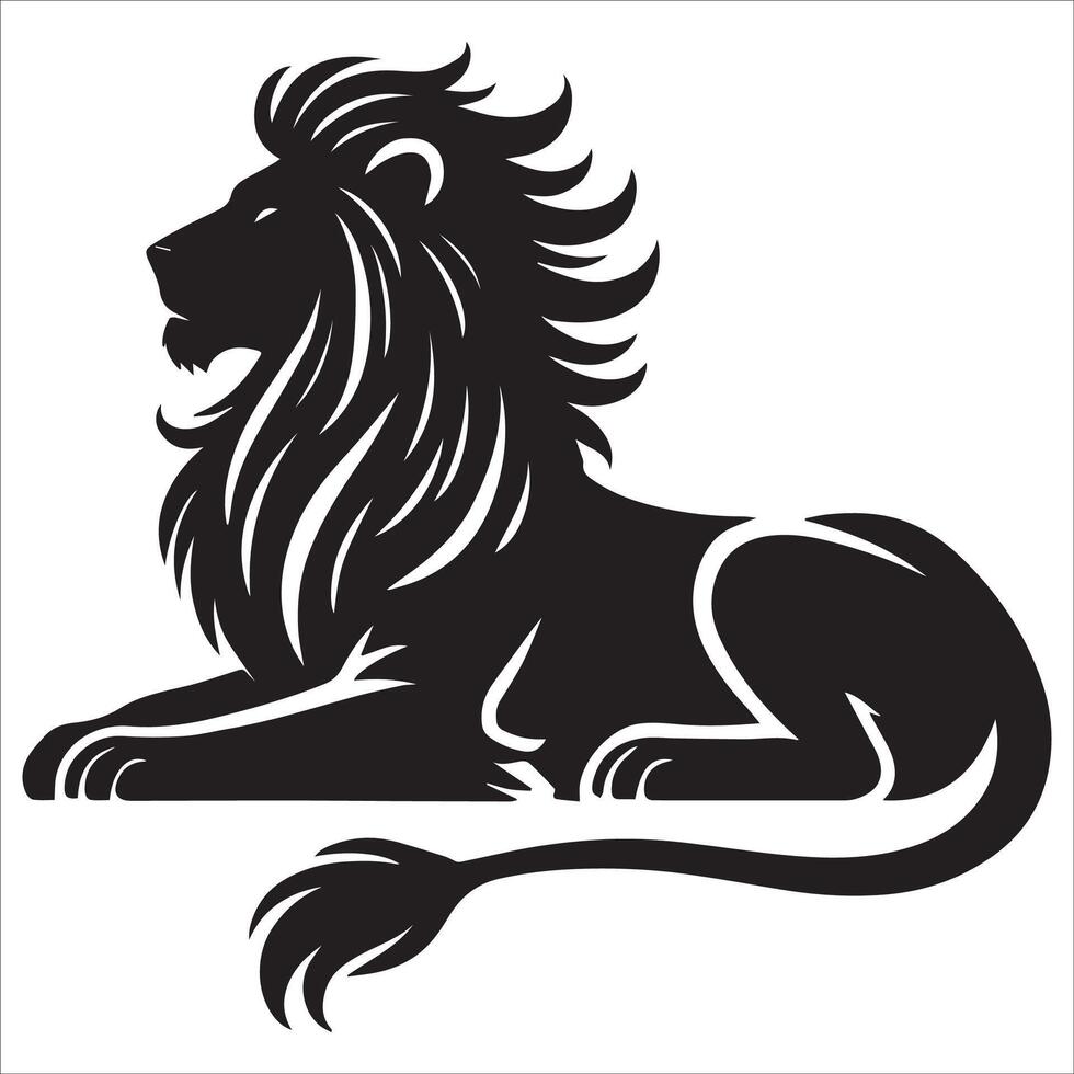 Powerful Lion Silhouette Sitting in Control vector