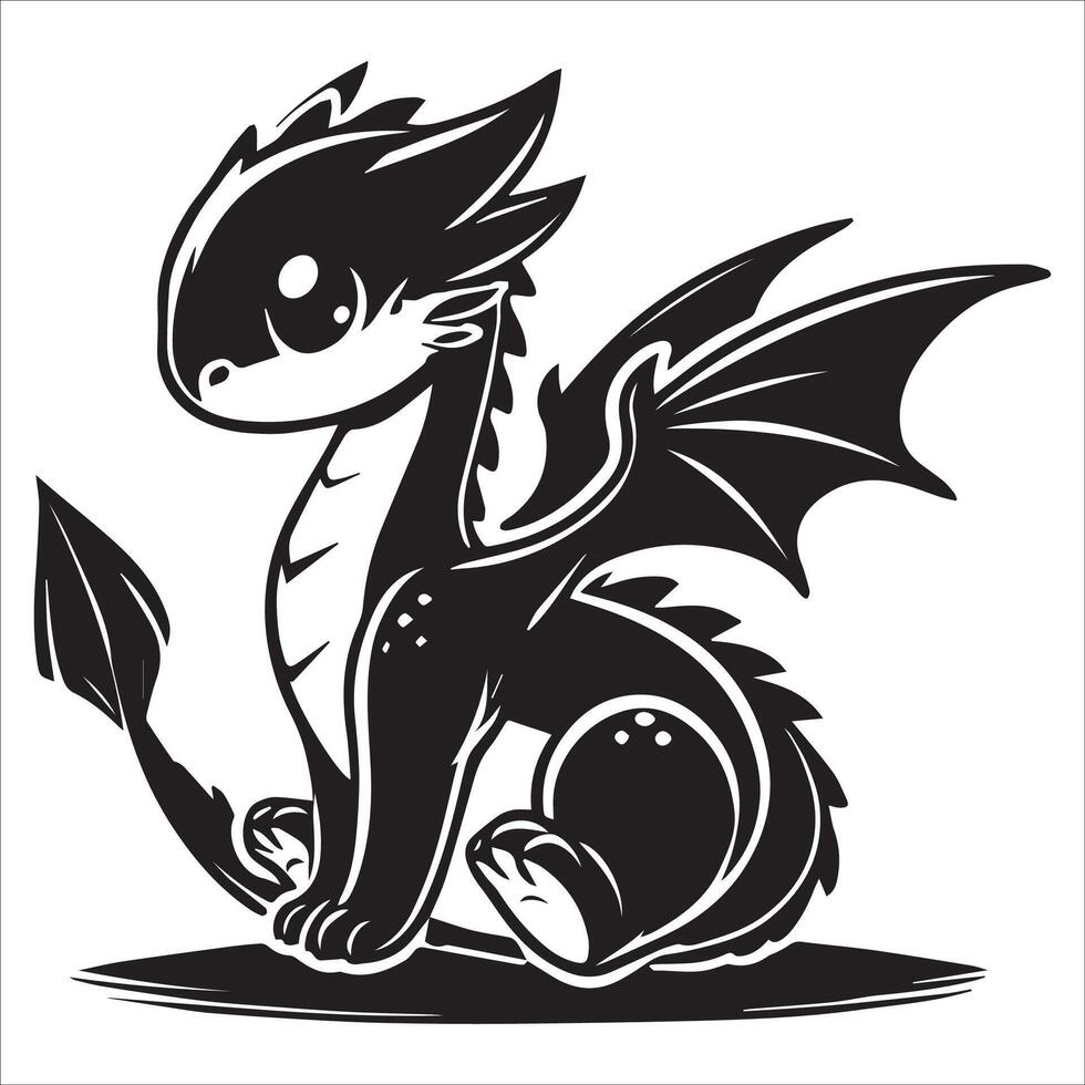 Baby Dragon with Heart-Shaped Tail Design vector