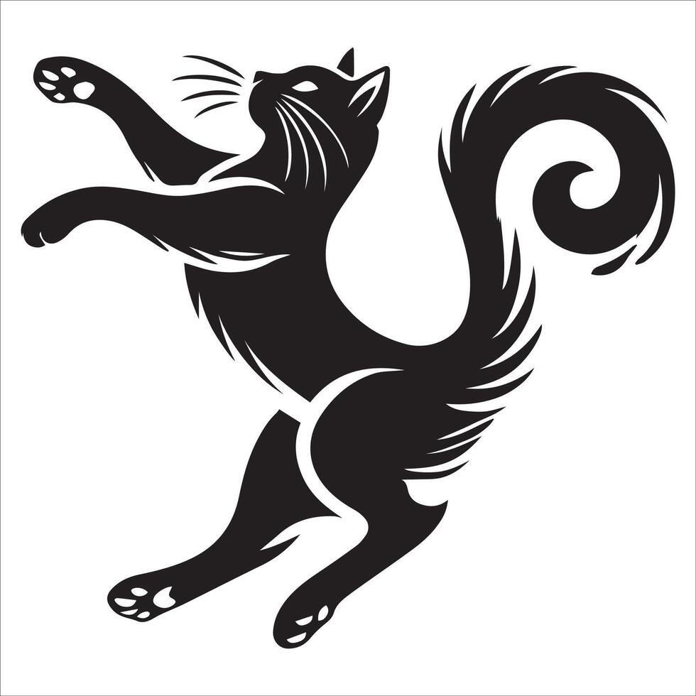 Silhouette of a Cat Jumping vector