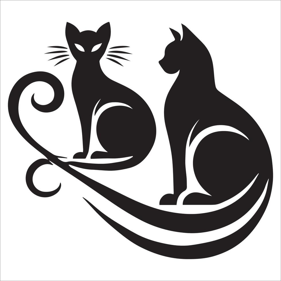 Two Cat Shapes Sitting and Lying Down vector