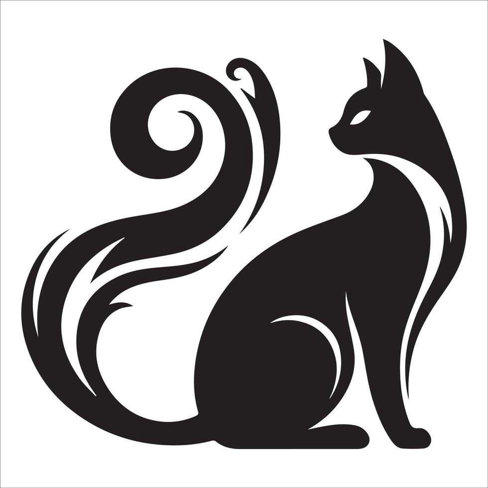 Crouching Cat Pose Silhouette vector