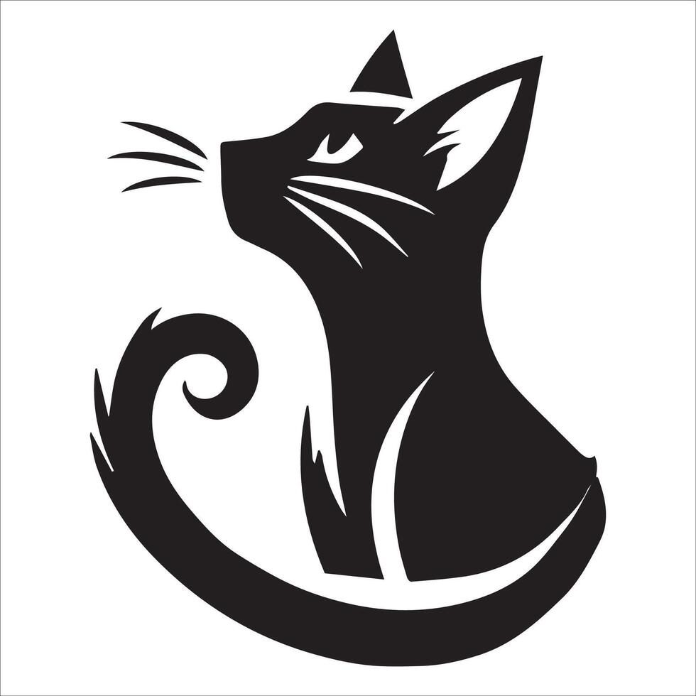 Cat Shape with Curved Tail Upwards vector