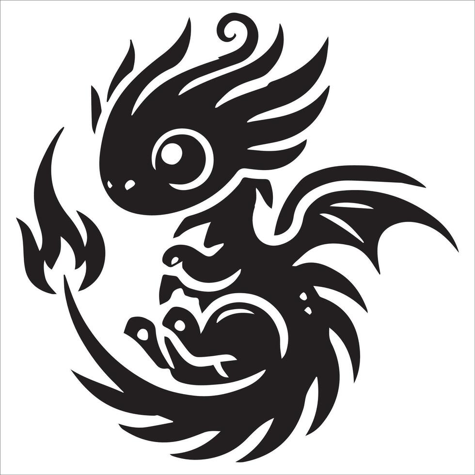 Elegant Baby Dragon Outline vector