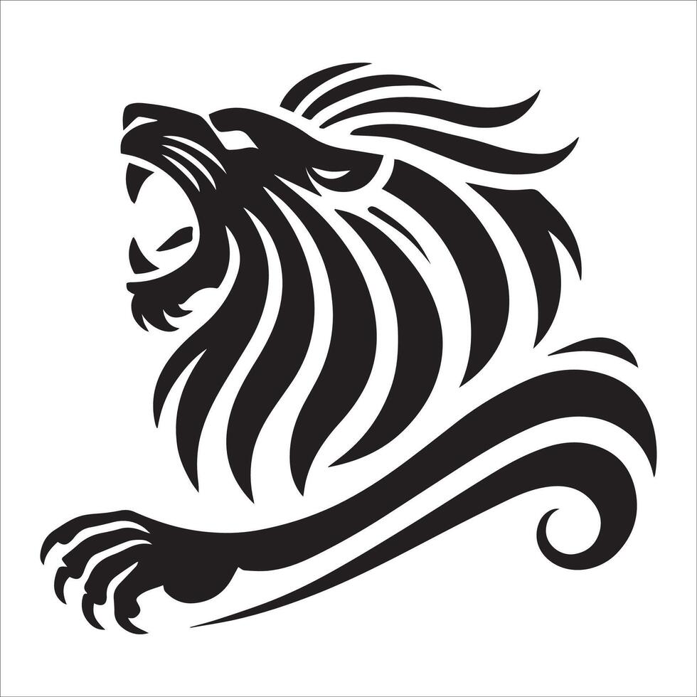 Roaring Lion Silhouette with Open Mouth vector