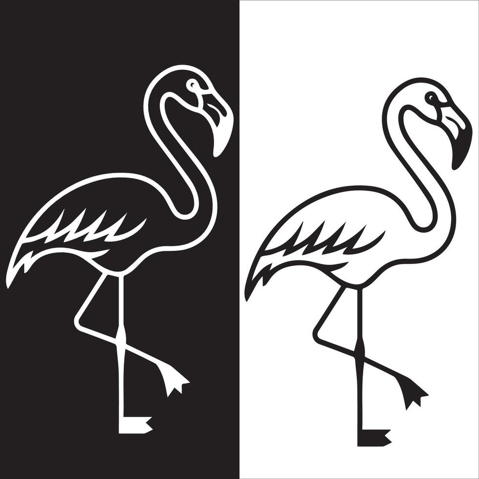 Chic Black Flamingo Art Design vector