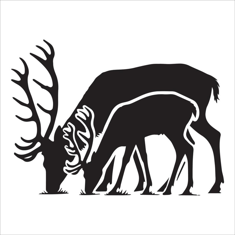 Mother Deer with Fawn in Defensive Stance vector