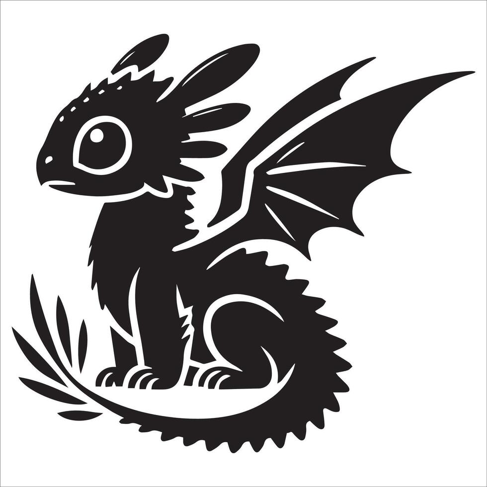 Baby Dragon Silhouette with a Crown vector