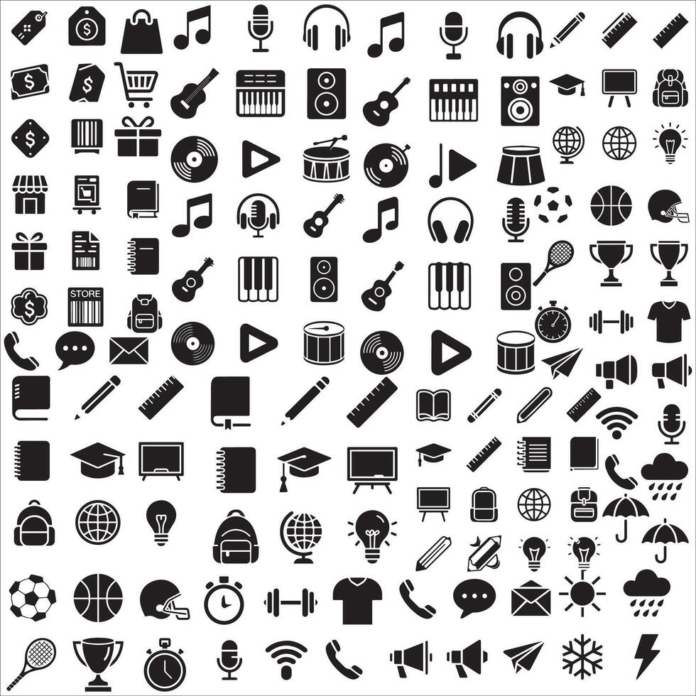 music symbol in Silhouette vector