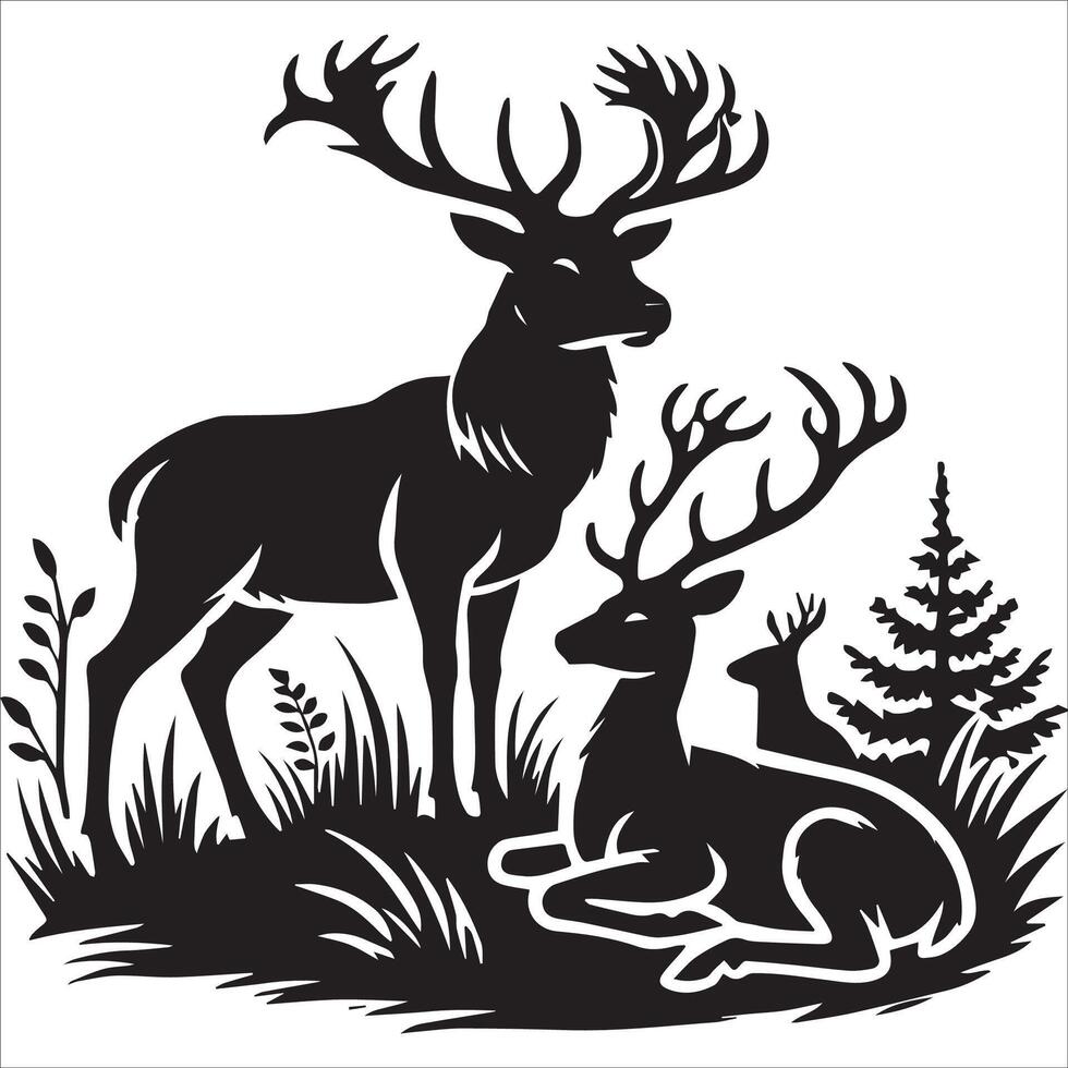 Forest Walk Deer Silhouette vector