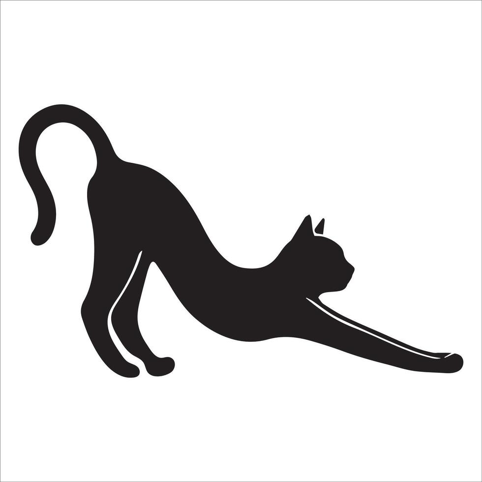 Elongated Body Stretching Cat Shape vector