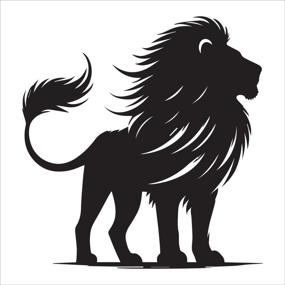Proud Lion Sitting Silhouette with Elegant Stance vector