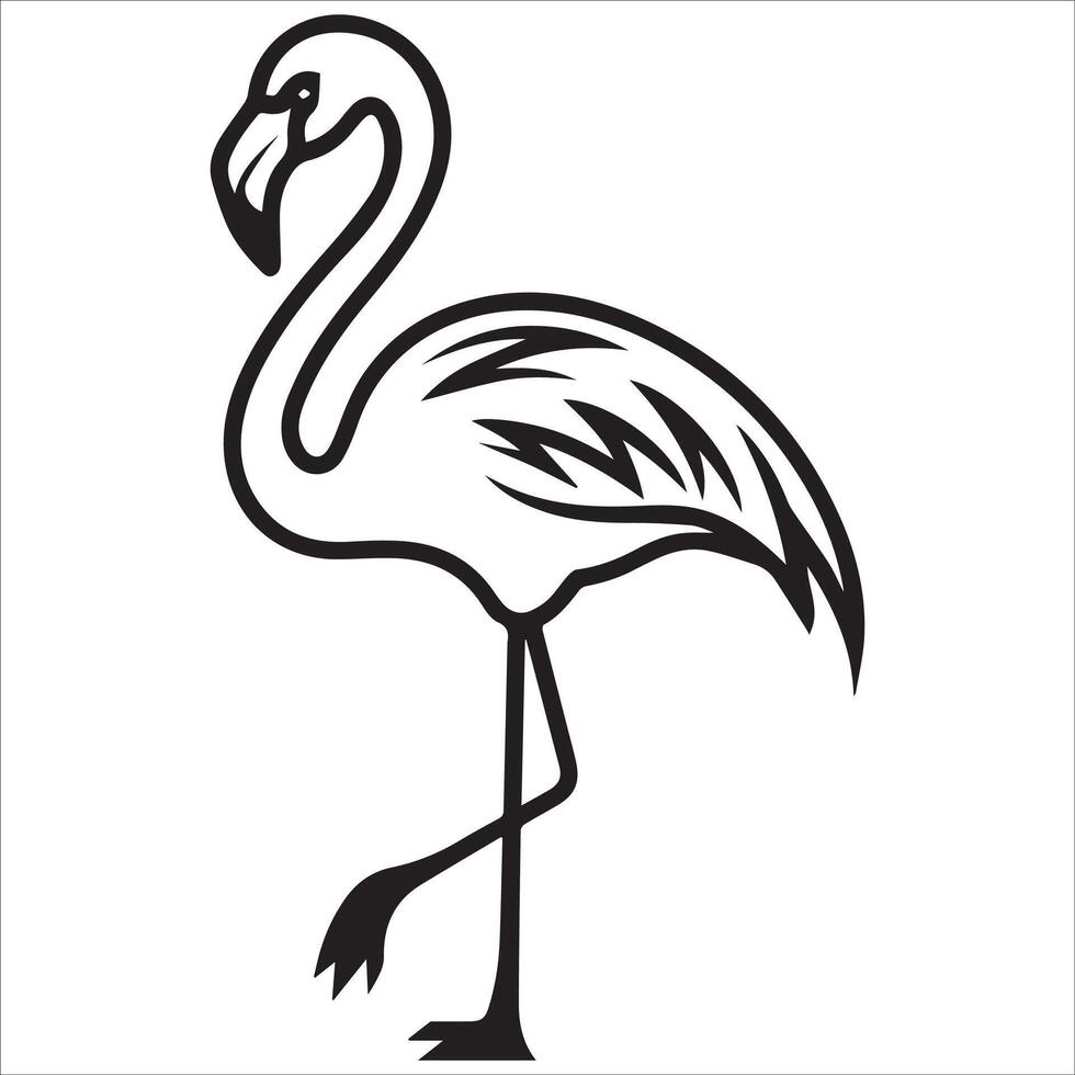 Elegant Black Flamingo Silhouette Design vector