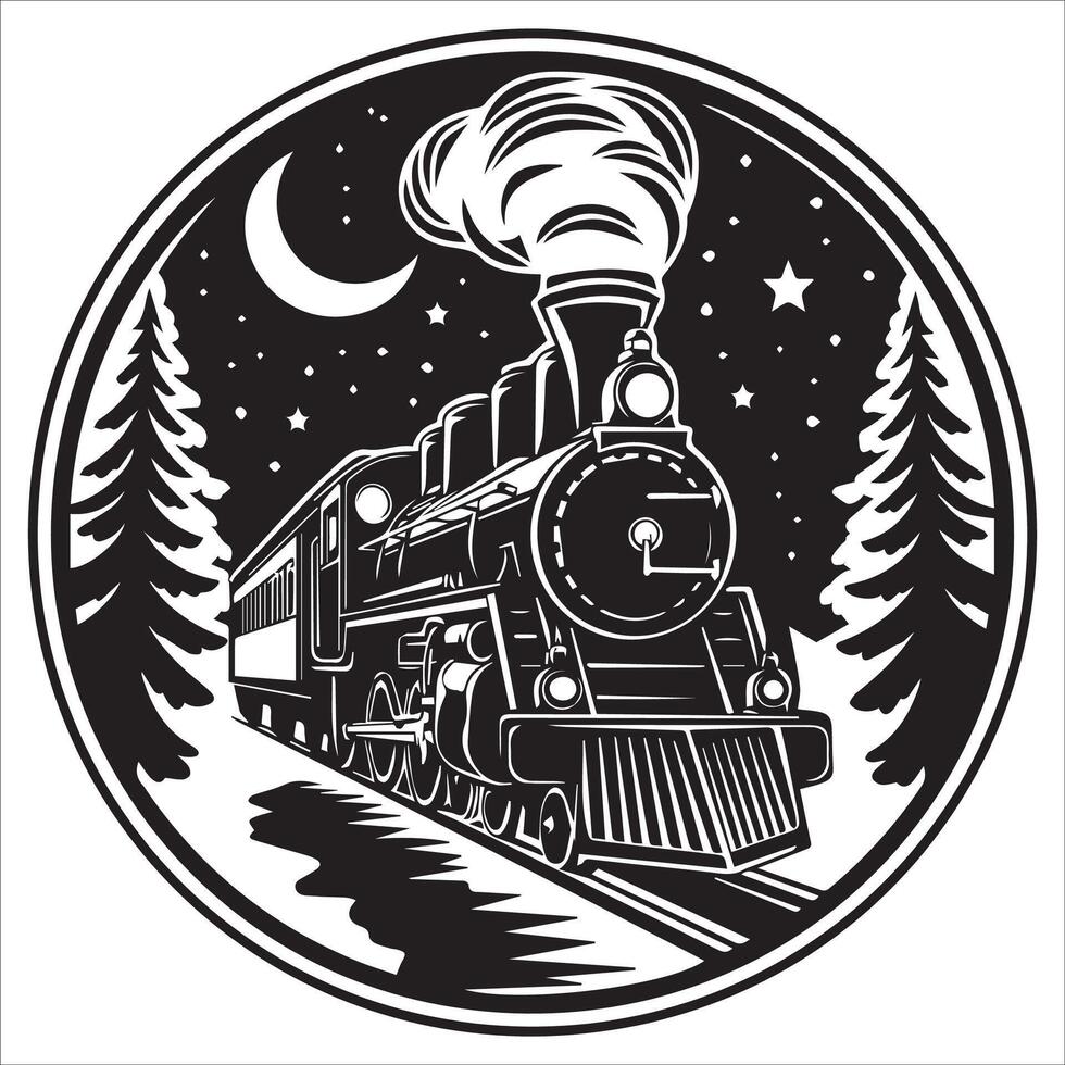Nighttime Train Journey Silhouette vector