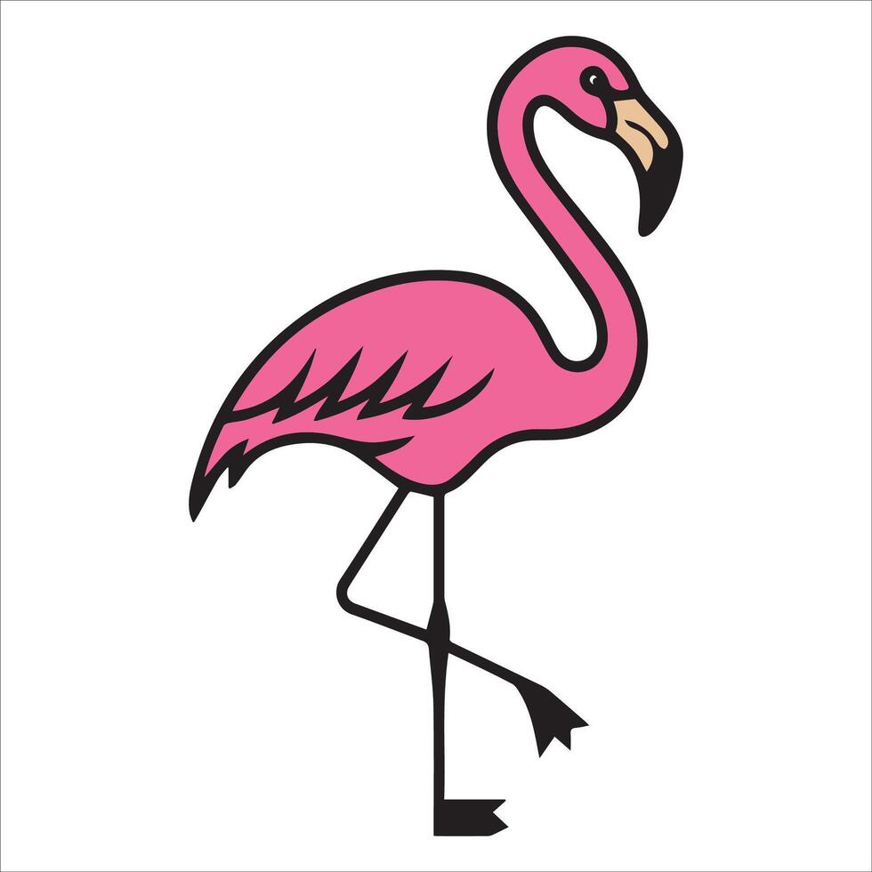 Elegant Pink Flamingo Standing on One Leg vector
