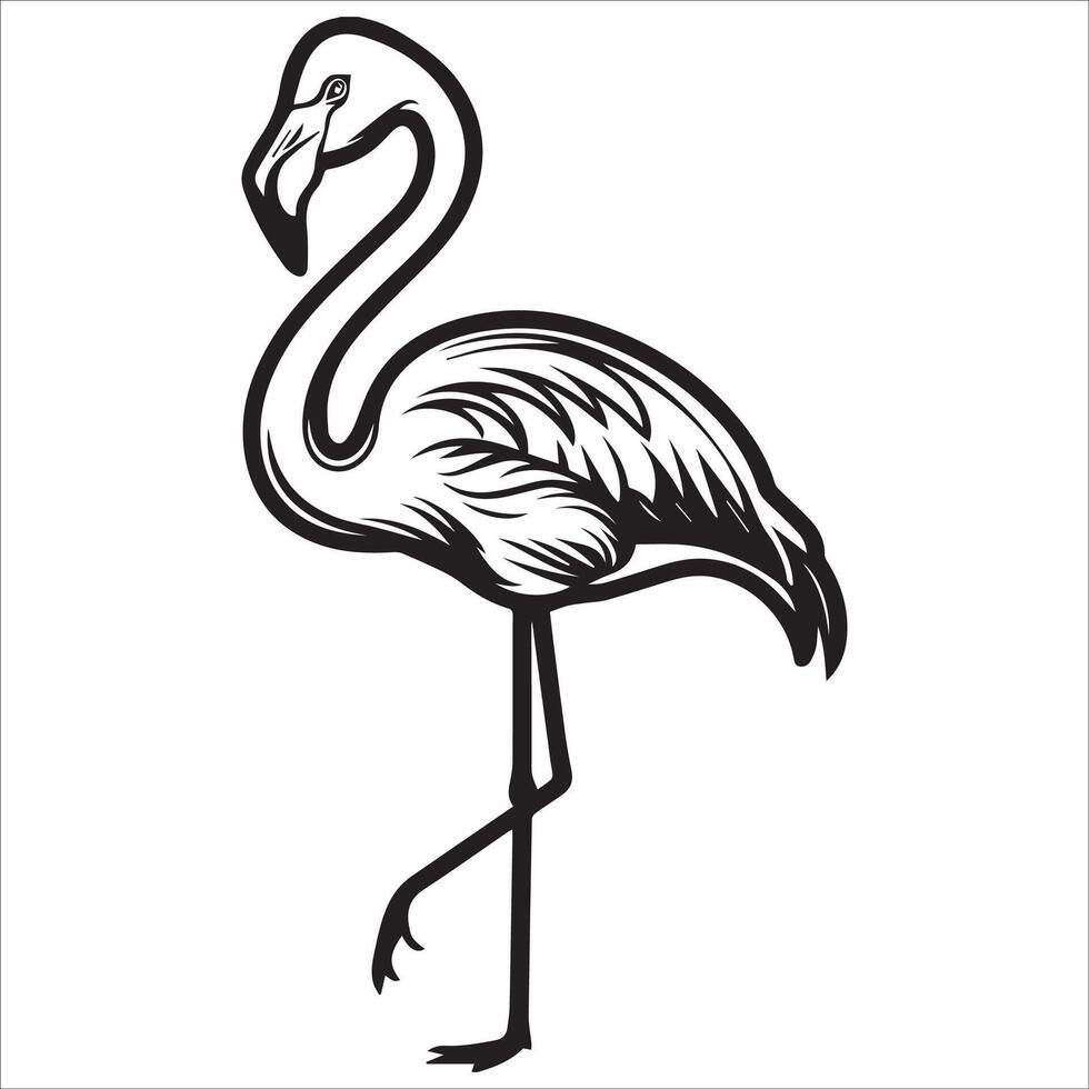 Stylish Black Flamingo Art vector