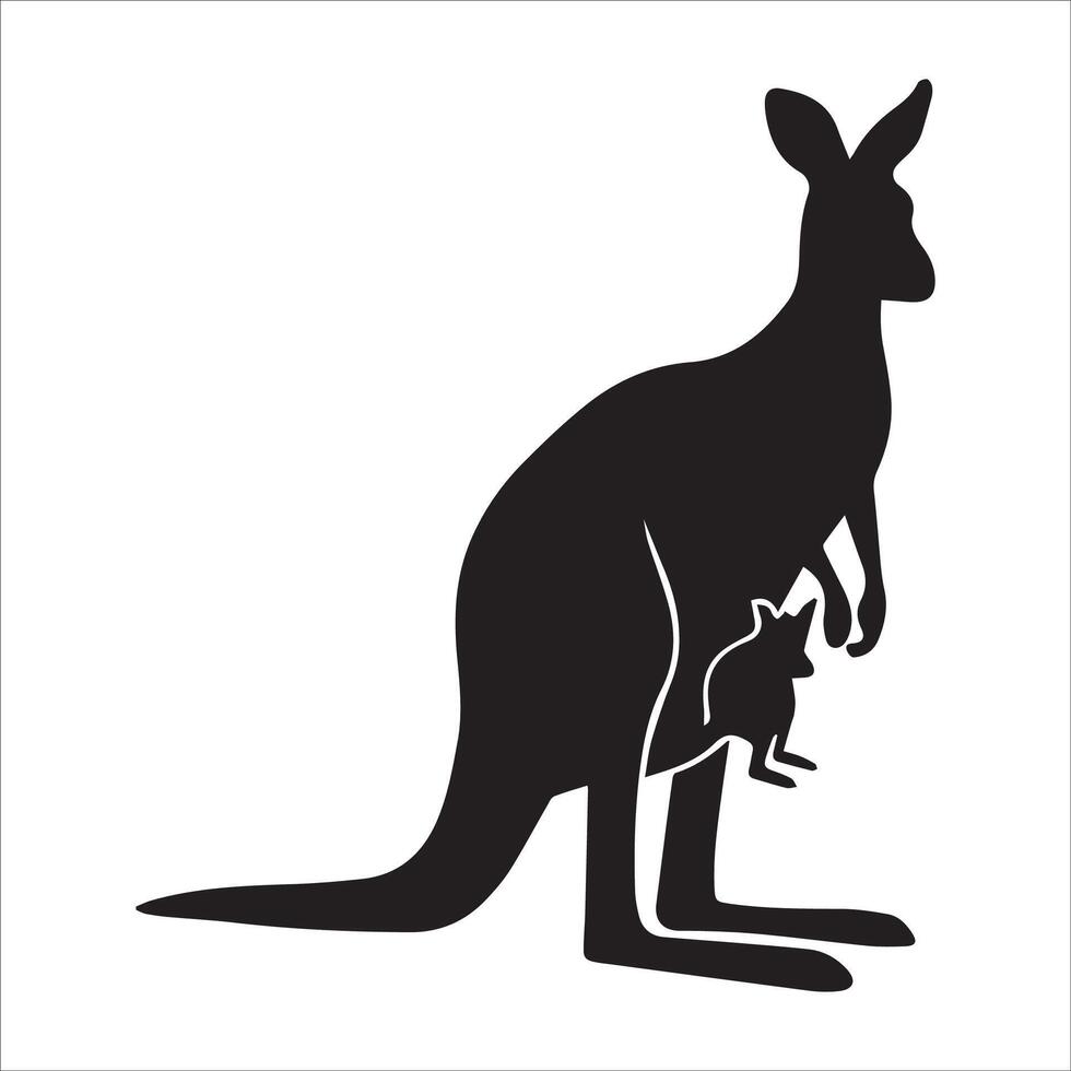 Minimalistic Kangaroo with Joey Design vector