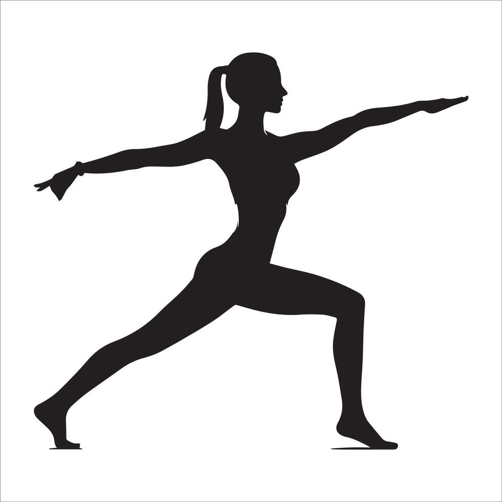 Dynamic Warrior Posture Silhouette vector