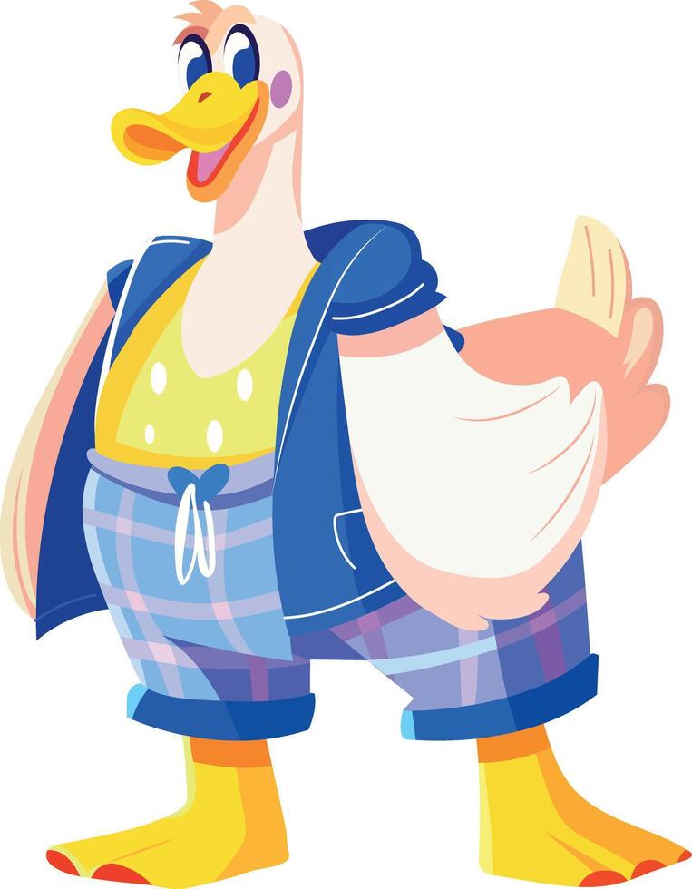 Goofy goose character illustration in flat style vector