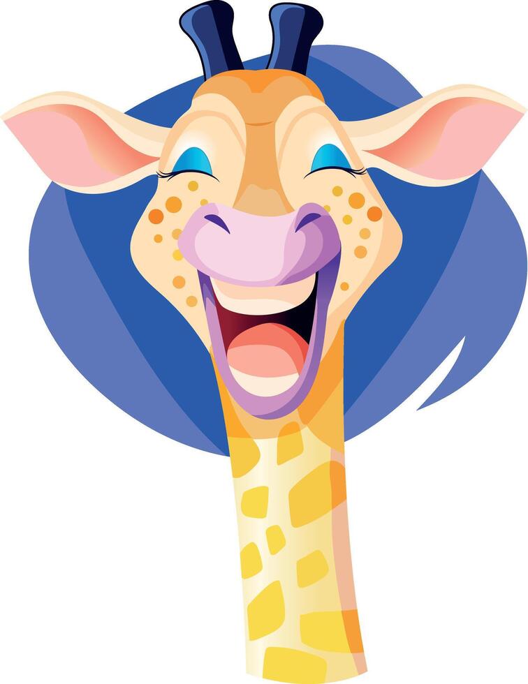 A flat illustration of laughing giraffe vector
