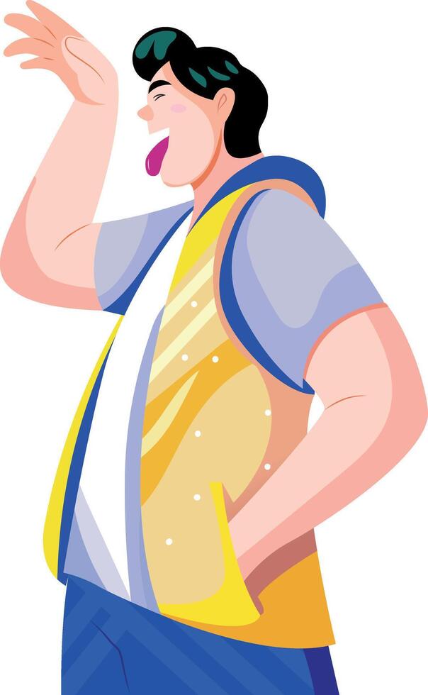 Silly character illustration in flat style vector