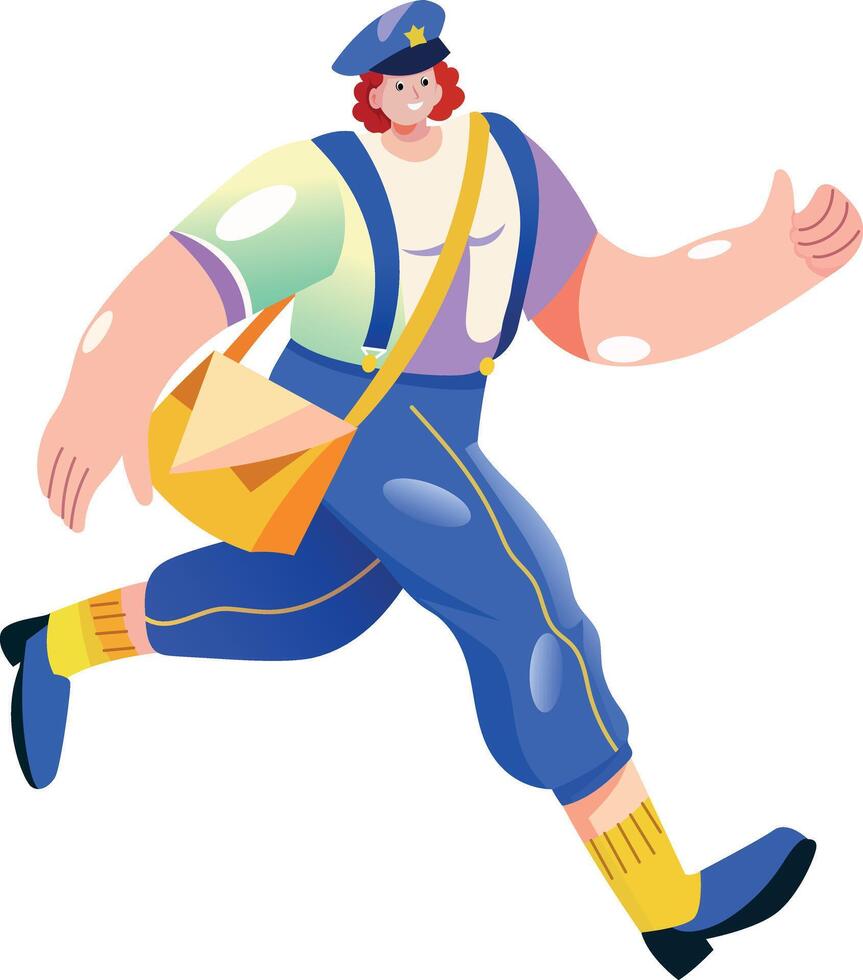 Running postman illustration in flat style vector