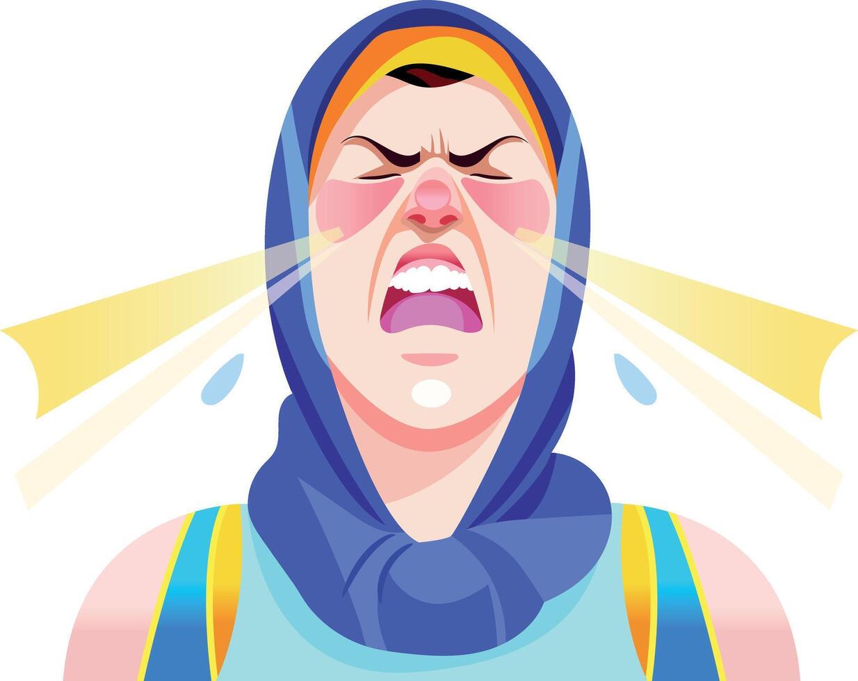 Character sneeze funny illustration in flat style vector