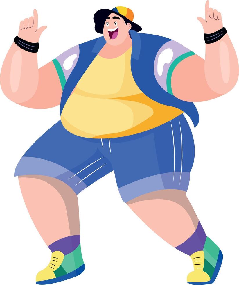 Funny boy dancing illustration in flat style vector