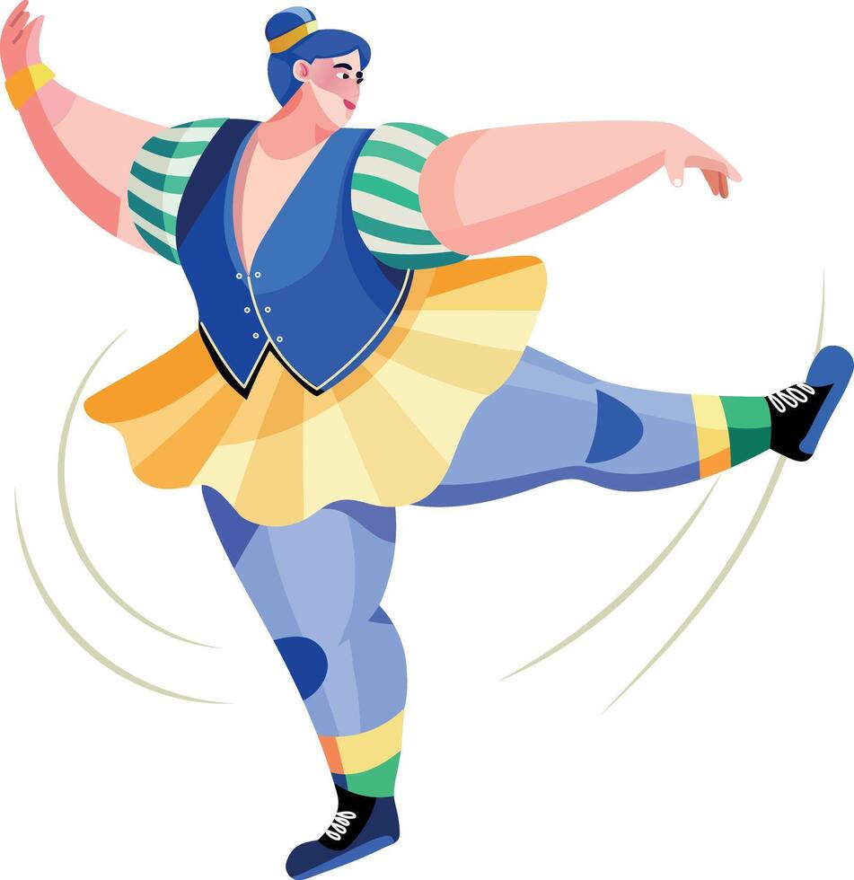 Funny dancing character illustration in flat style vector