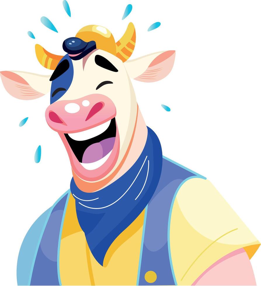 A flat illustration of laughing cow character vector