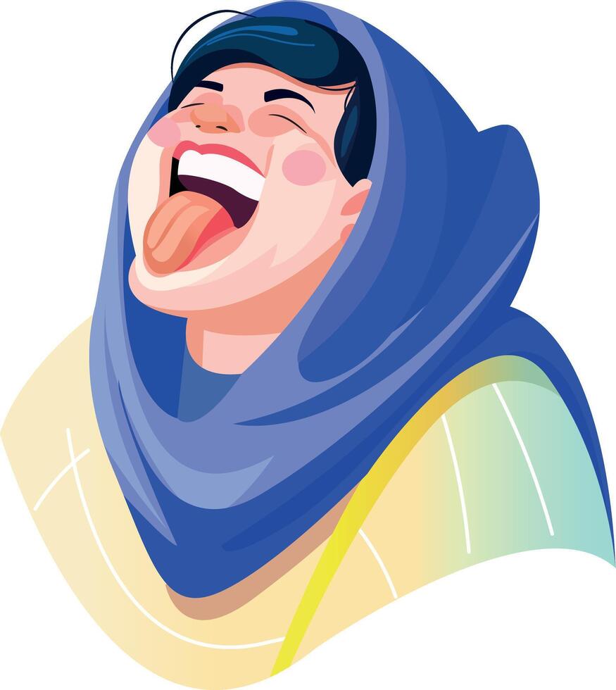 A flat illustration of girl making mocking face vector