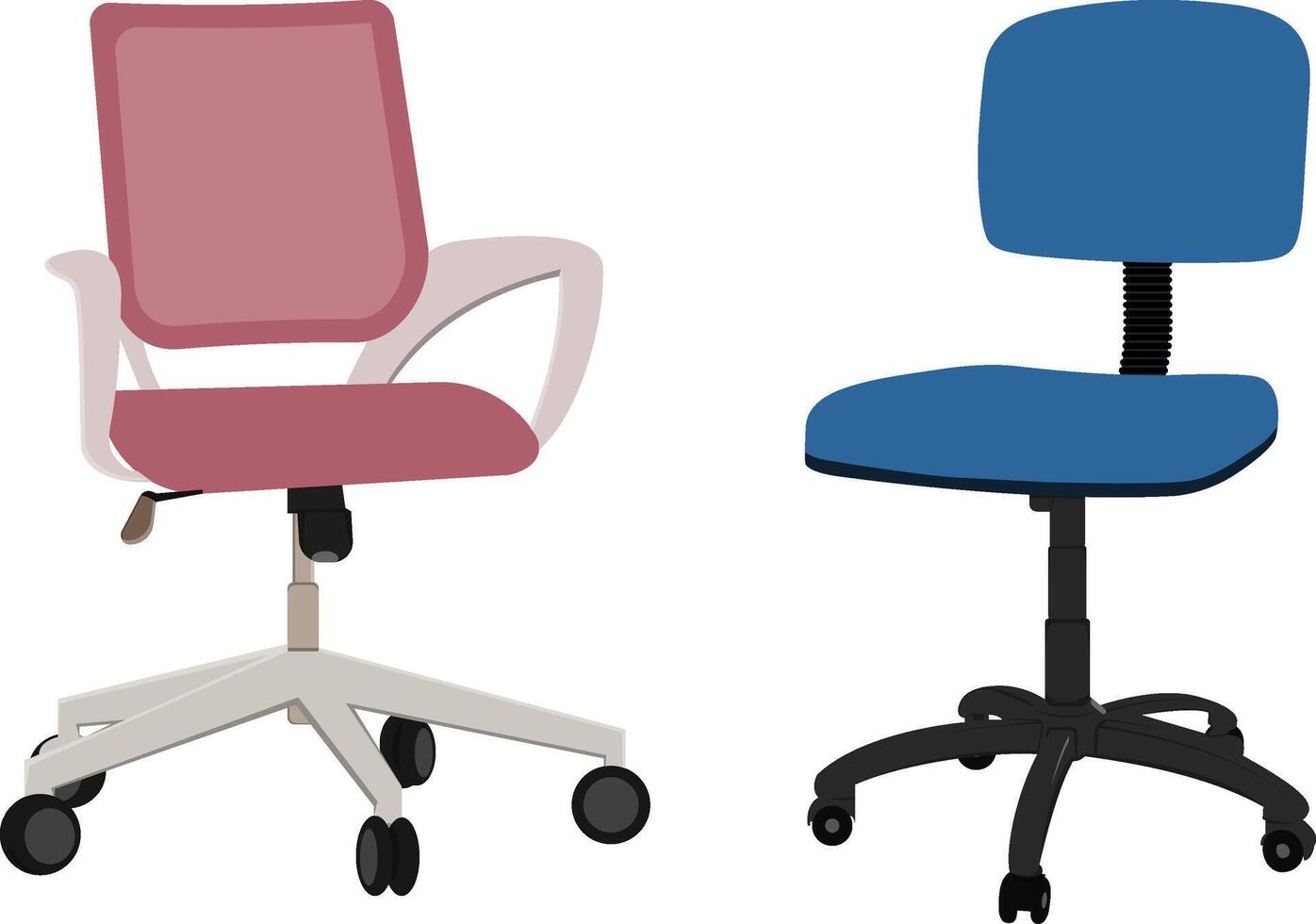 Set of different office chairs illustration isolated on white background vector