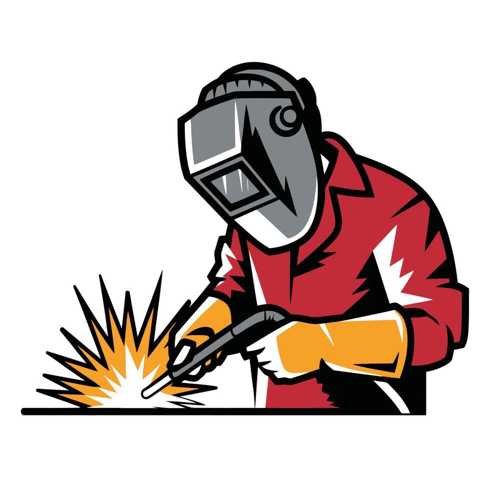 Welder in Protective Gear Welding Illustration vector
