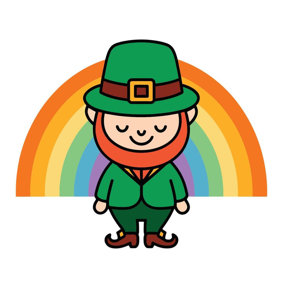 Cute Leprechaun with Rainbow St. Patrick's Day Illustration vector