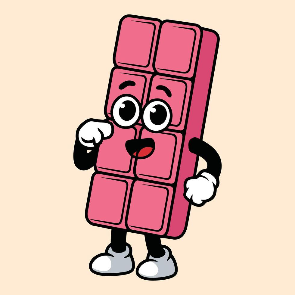 Cute Cartoon Pink Chocolate Bar Character vector