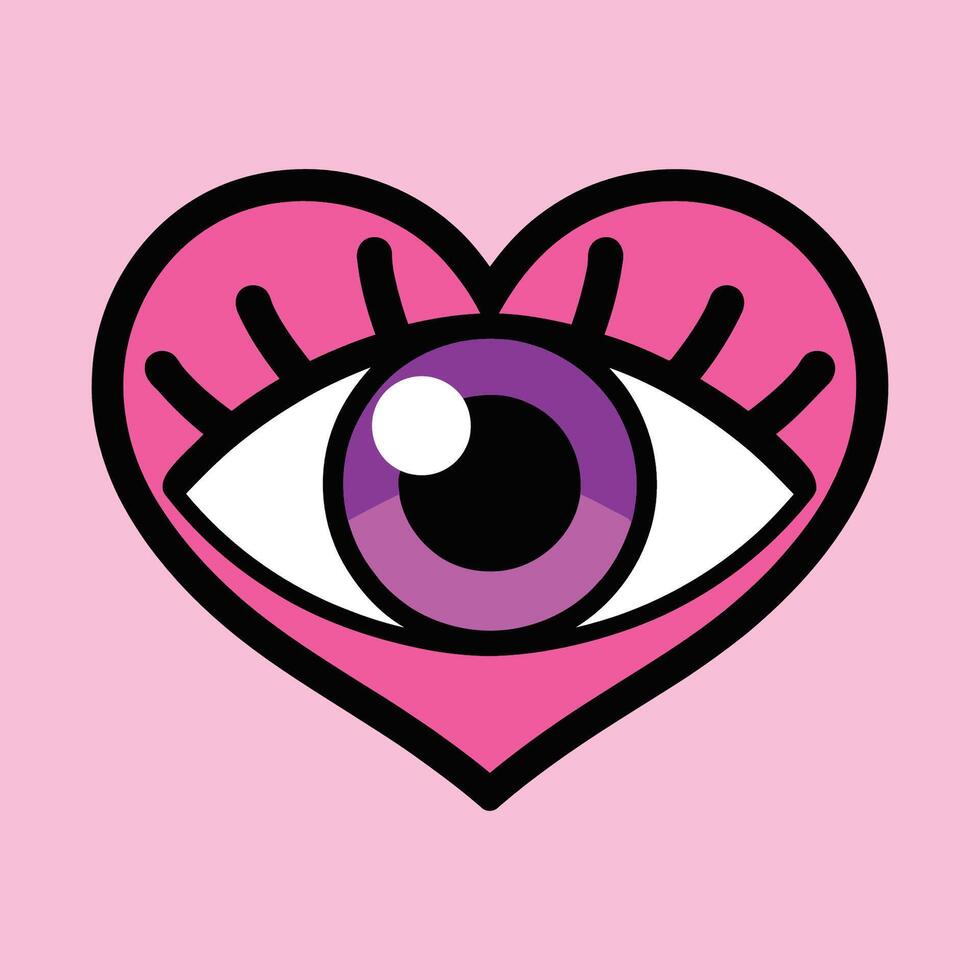 Heart-Shaped Eye Illustration Pop Art Style vector