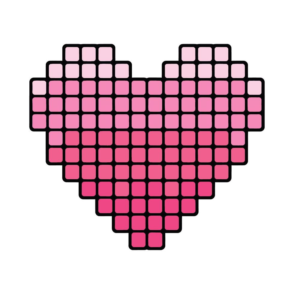 Pixelated Heart Design in Gradient Pink Color vector