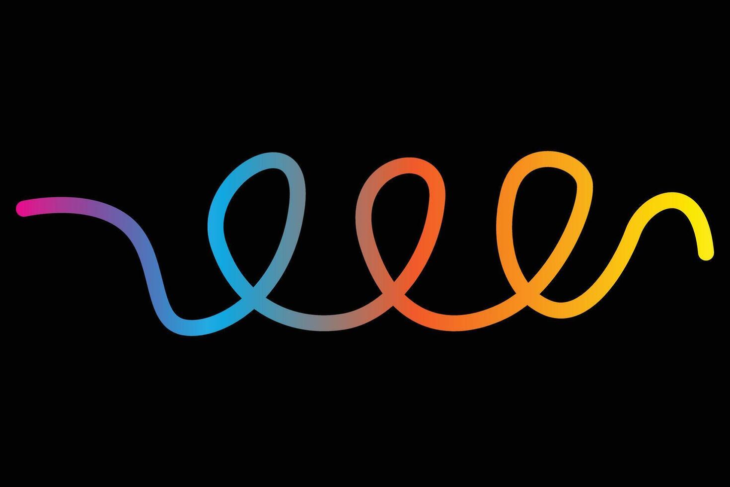 Abstract Wavy Ribbon Lines in a Vibrant Color Gradient Spiral Formation vector