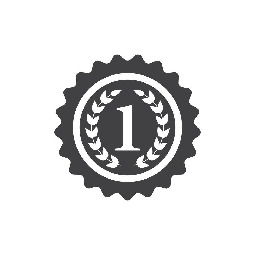 Gold medal 1st place icon in flat style. Trophy award illustration on isolated background. Winner sign business concept. vector