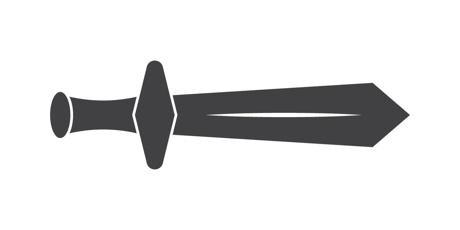 Old medieval sword icon in flat style. Weapon illustration on isolated background. Razor blade sign business concept. vector