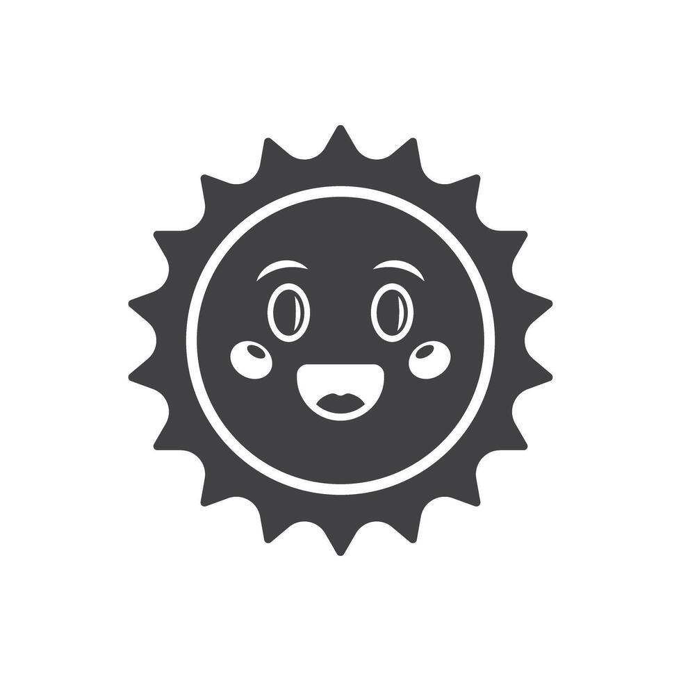 Funny sun with face icon in flat style. Summer sunshine emoji illustration on isolated background. Smiling sun sign business concept. vector