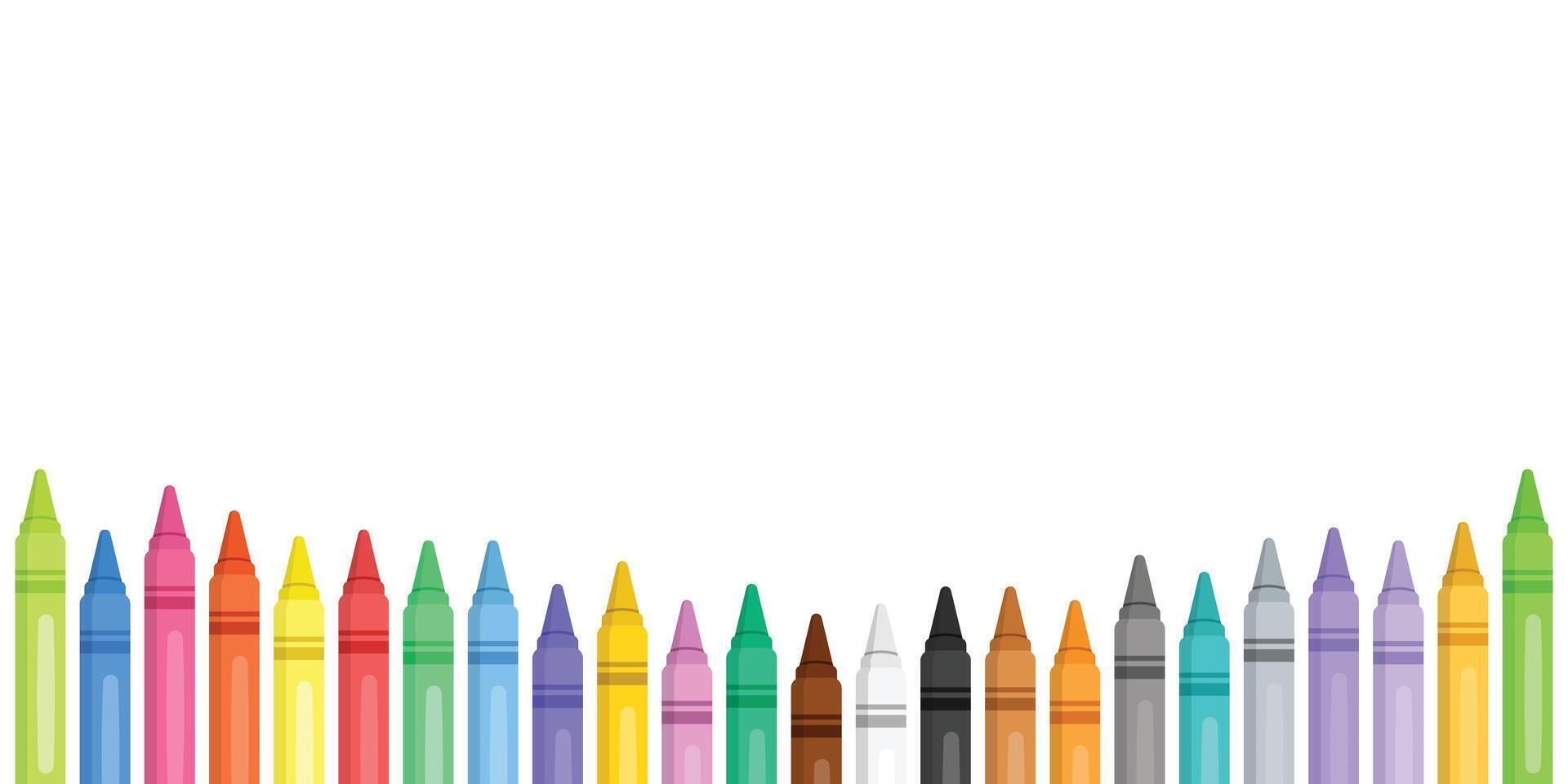 Office stationery crayon icons set in flat style. Pencil illustration on isolated background. Felt pen, marker sign business concept. vector