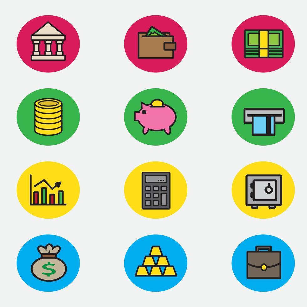 finance icon with color good for element design, bank icon, ui design, web design, etc vector