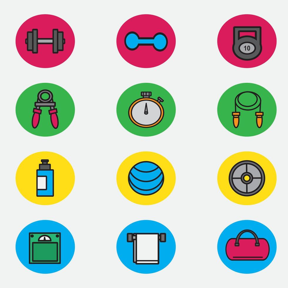 fitness icon with color good for element design, gym icon, ui design, web design, etc vector