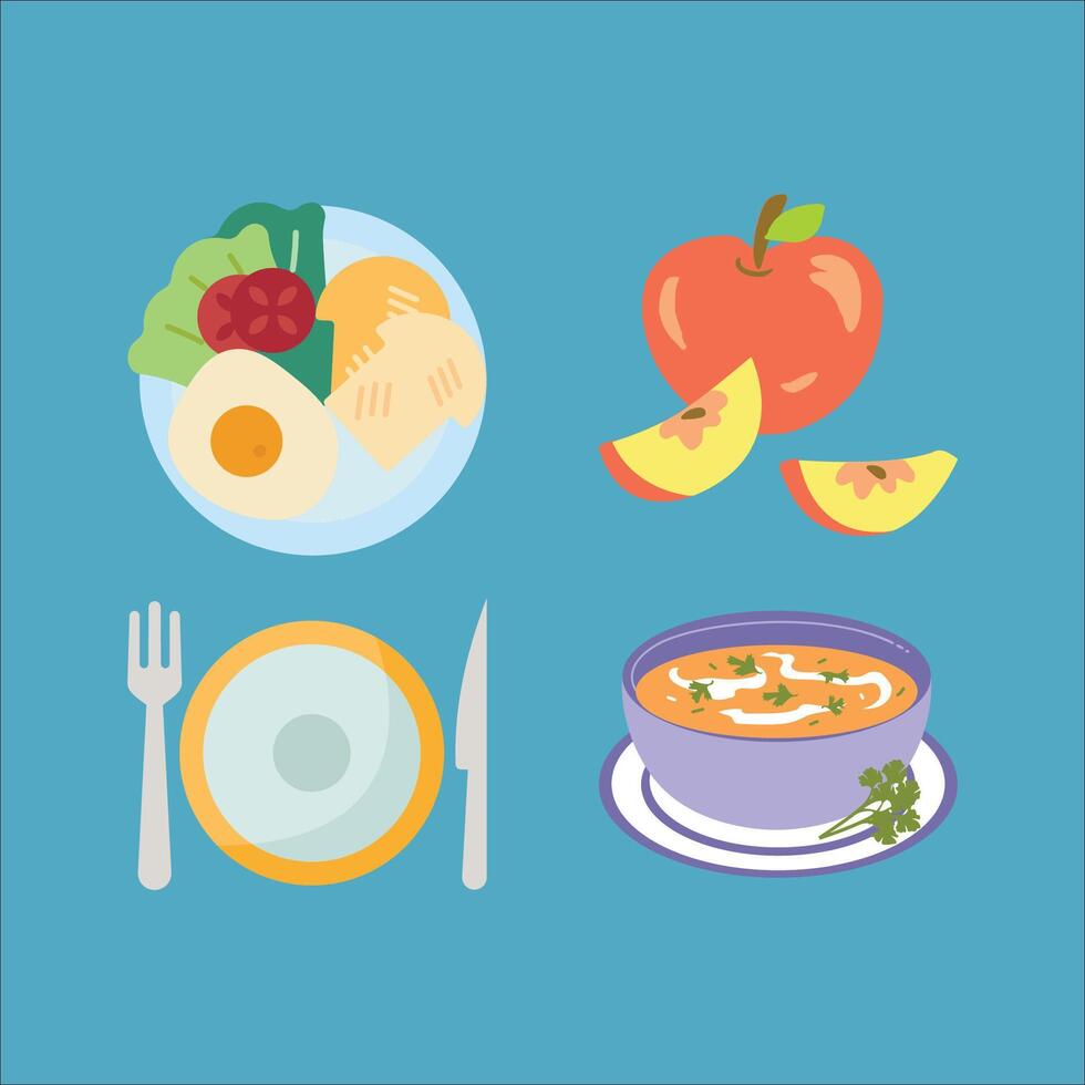 Colorful hand drawn breakfast food vector