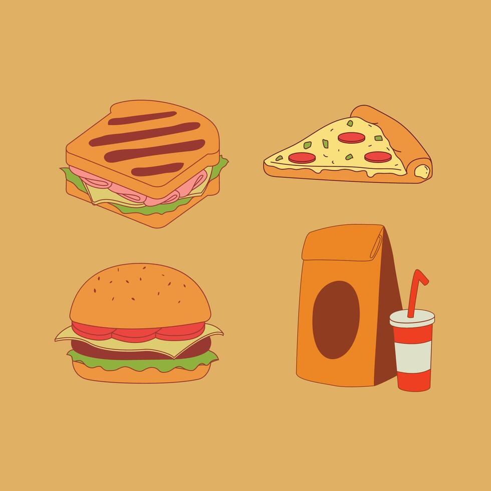 Fastfood take away retro art vector