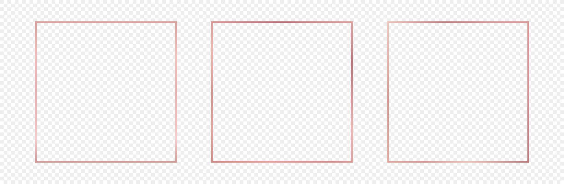 Rose gold glowing square frame vector
