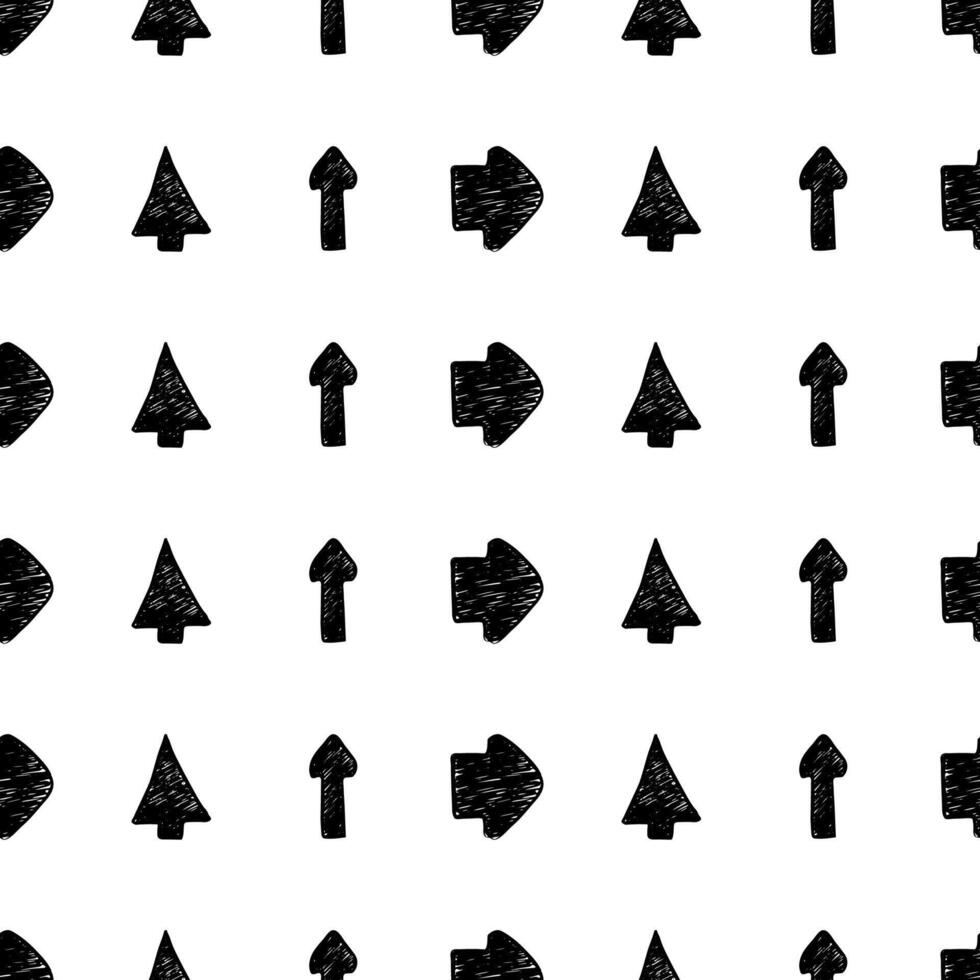 Seamless pattern with black hand drawn arrows vector