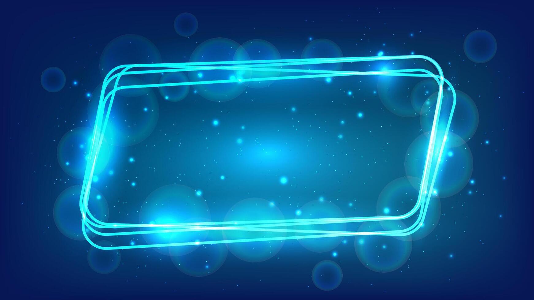 Neon rounded parallelogram frame with shining effects and sparkles vector