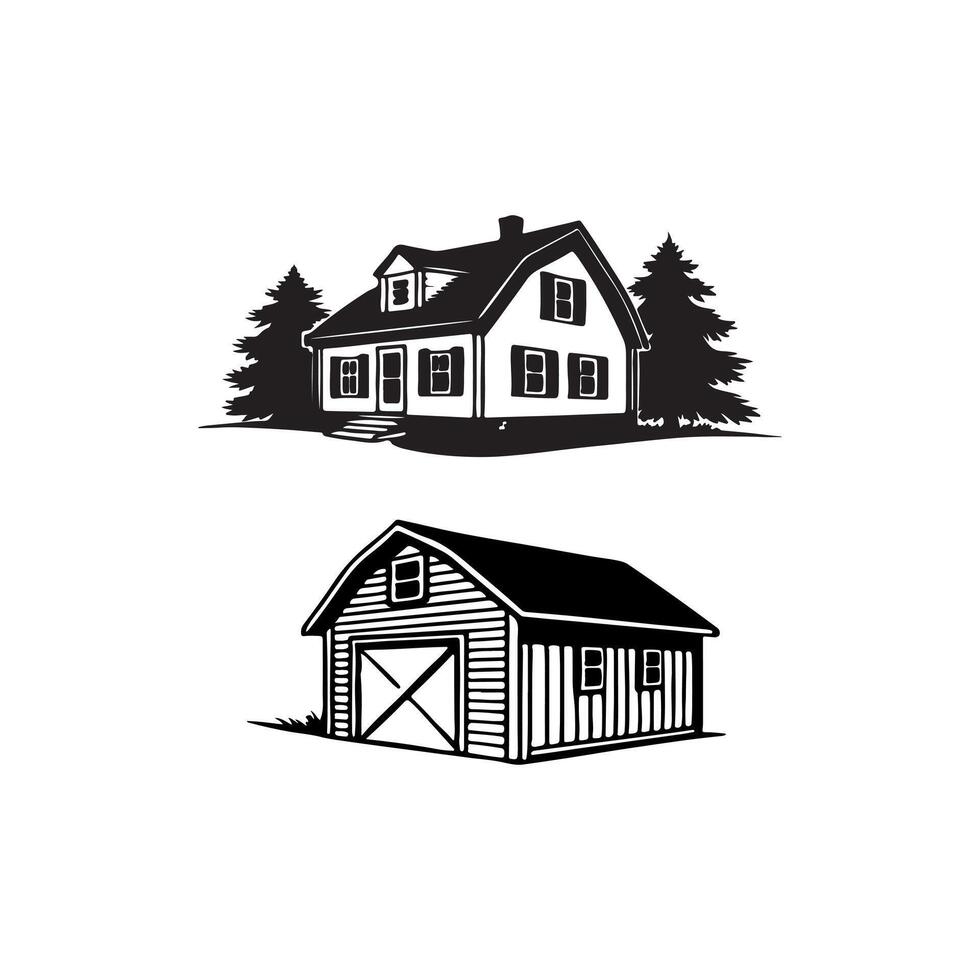 House and Tree icon silhouette on white background vector