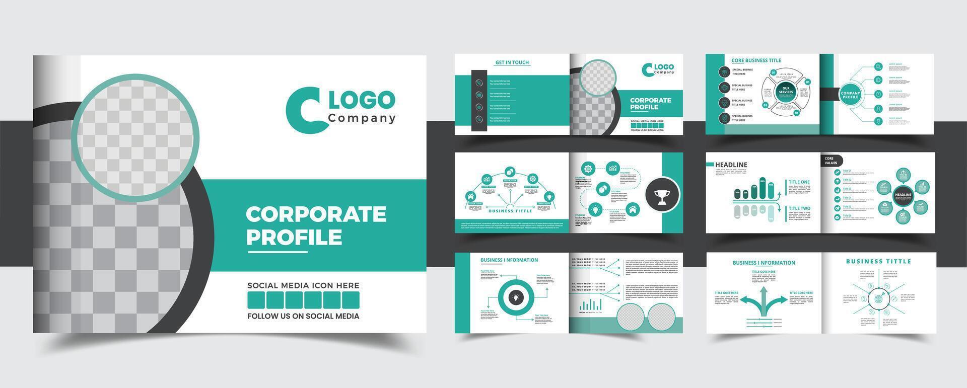 Business infographic template, Landscape Company profile design, Infographics Brochure vector